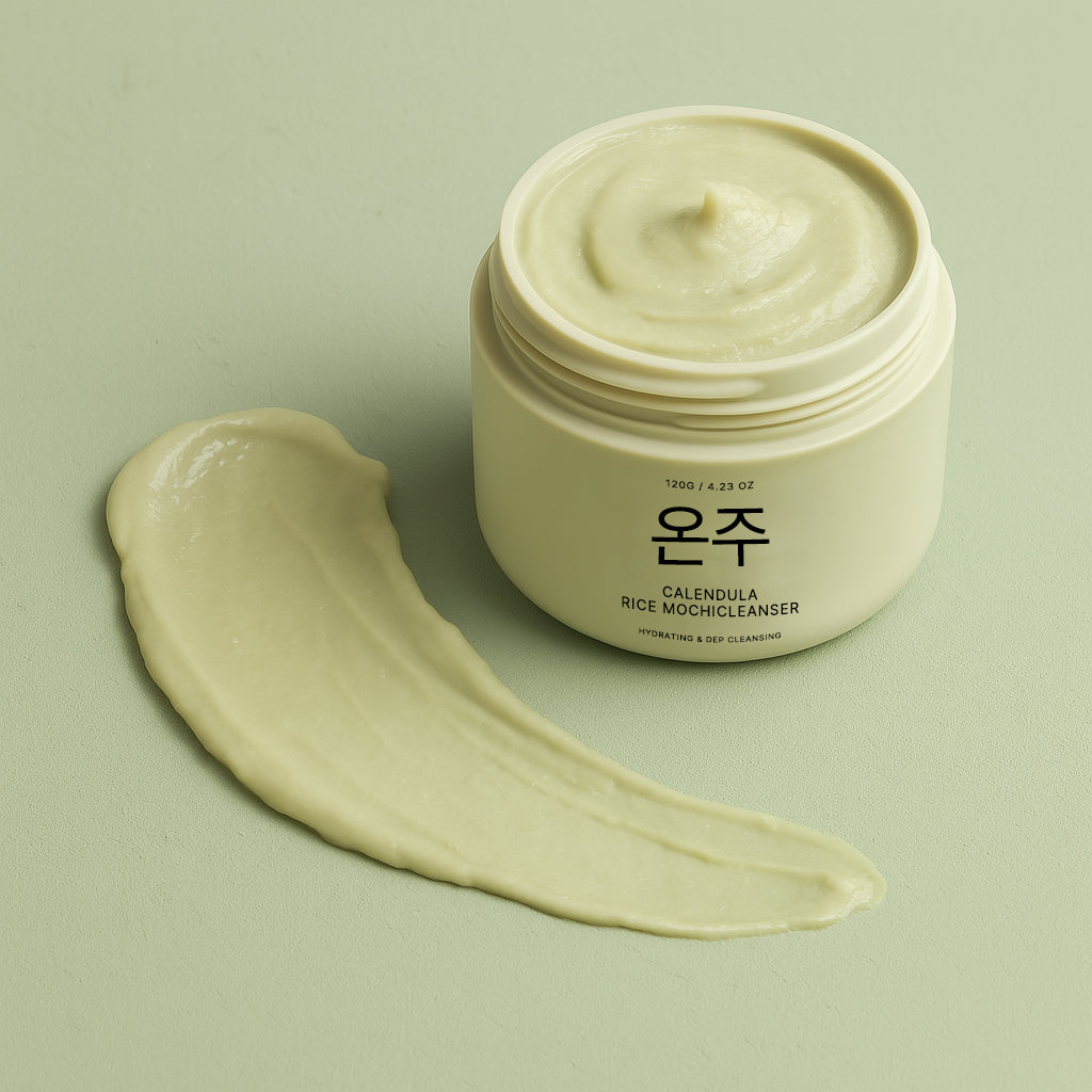 Mochi Cleanser Reset — 🌼 Calendula Fresh calms redness & dryness-🌾 Blue Hyssop Rice targets oil & breakouts-🌹Rosehip Glow brightens dull, uneven skin-🍃Green Rice Detox resets and balances all skin types.