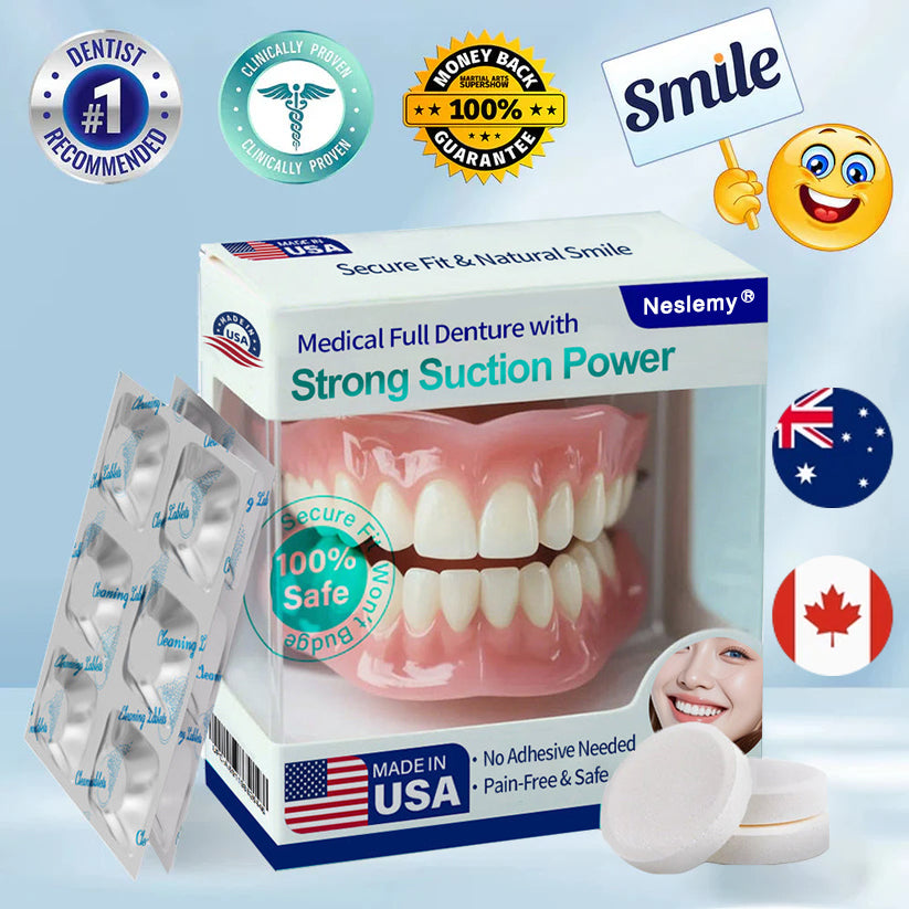 🦷 Neslemy® Medical Full Denture with Strong Suction ✅ Made and Shipped from the（USA）