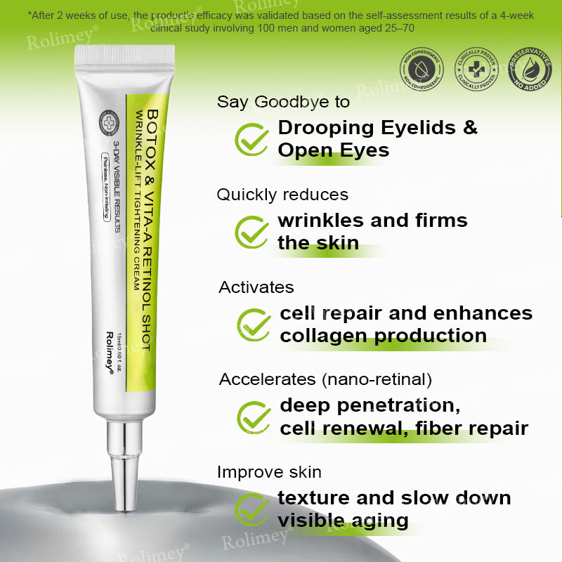 ✨✅👨‍⚕️Made and shipped from the UK 💫Rolimey® Botox & Vita-A Retinol Shot Wrinkle-Lift Tightening cream - Last Day Promotion 70% OFF