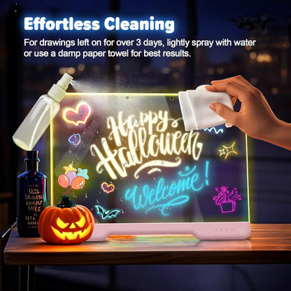 🔥50% OFF Black Friday |Led Drawing Board For Kids-Acrylic Dry Erase Light-Up Board with Stand Markers Wipes Spray Bottle