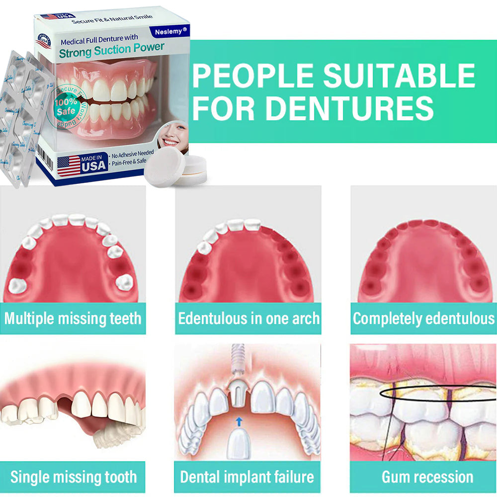 🦷 Neslemy® Medical Full Denture with Strong Suction ✅ Made and Shipped from the（USA）