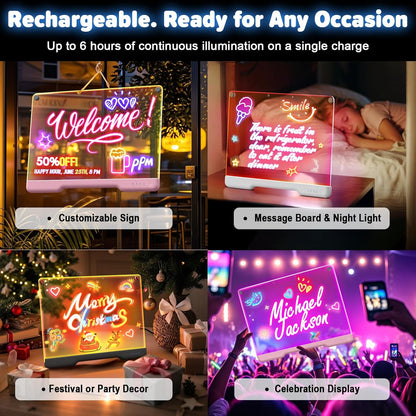 🔥50% OFF Black Friday |Led Drawing Board For Kids-Acrylic Dry Erase Light-Up Board with Stand Markers Wipes Spray Bottle