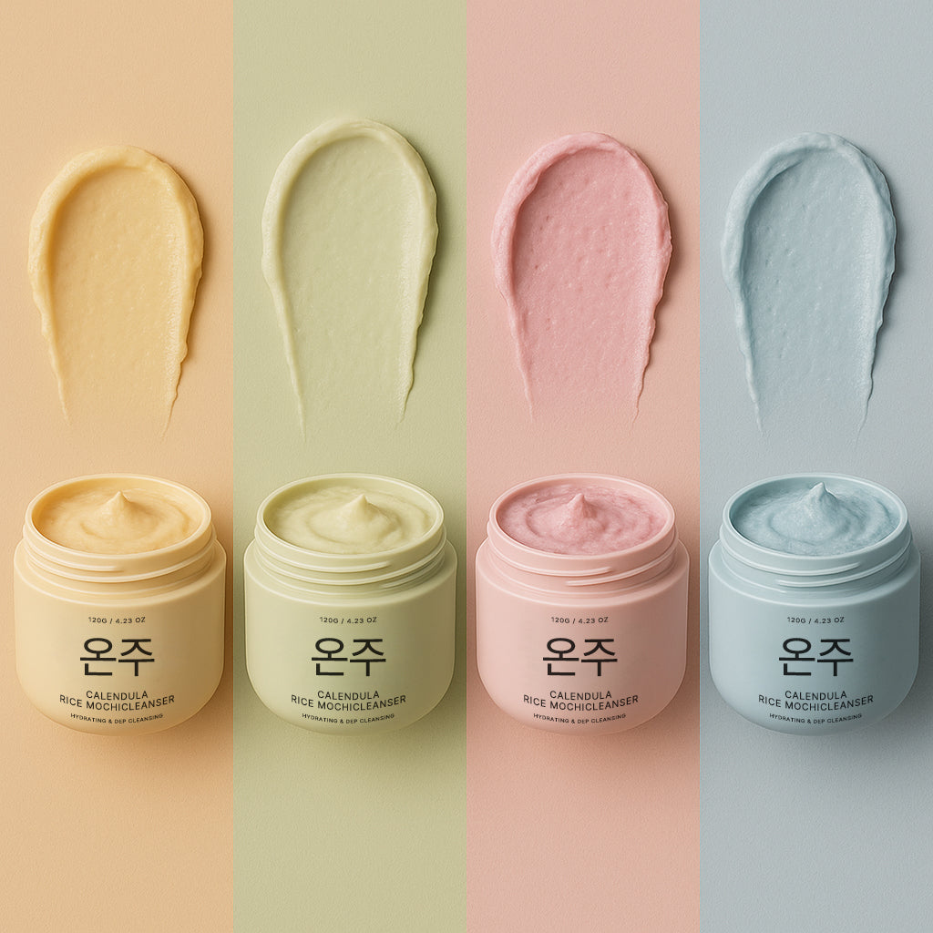 Mochi Cleanser Reset — 🌼 Calendula Fresh calms redness & dryness-🌾 Blue Hyssop Rice targets oil & breakouts-🌹Rosehip Glow brightens dull, uneven skin-🍃Green Rice Detox resets and balances all skin types.