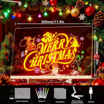 🔥50% OFF Black Friday |Led Drawing Board For Kids-Acrylic Dry Erase Light-Up Board with Stand Markers Wipes Spray Bottle