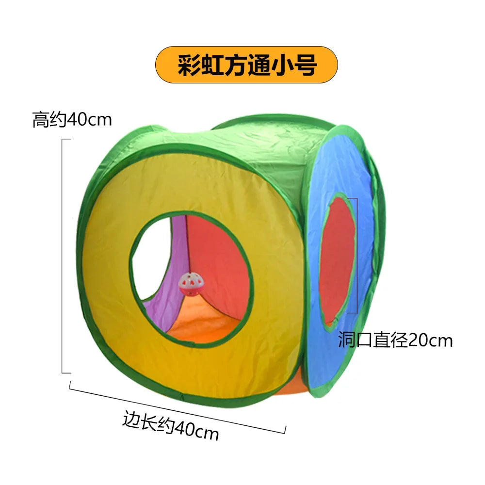 Cat Tunnel Foldable kitty Tunnel Pet Supplies S T Y Cross Pass Play Tunnel Cat Toy Breathable Drill Barrel for Indoor Loud Paper